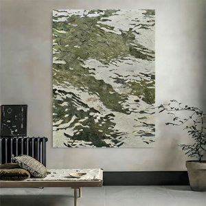 Peinture à l'huile abstraite faite à la main, tons verts mats, toile texturée, <span class=keywords><strong>art</strong></span> minimaliste Wabi Sabi <span class=keywords><strong>pour</strong></span> <span class=keywords><strong>galerie</strong></span> - Product Image 5