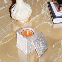 Bougie en gypse en béton de luxe en relief emballage d'étiquette personnalisée bougie parfumée unique de cadeau de Noël d'affaires de nouvel an