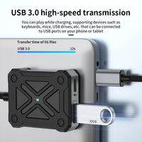 Adaptateur OTG USB 3.0 vers Type C avec charge rapide 60W 2 en 1 USB C pour diffusion en direct, carte son, PC, téléphone, console de jeu