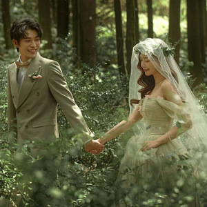 Forest-Themed Fairy Wedding Dress Green Empire Waist Ball Gown Sweetheart Neckline Tulle Formal Dress For Outdoor Couple - Product Image 2