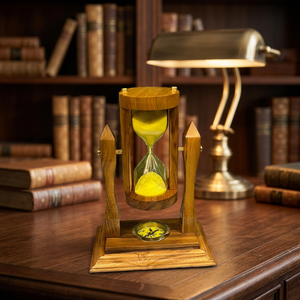 Minuteur sablier 2 minutes jaune classique en verre, horloge à sable décorative pour bureau, maison, salle d'étude, décoration de table - Product Image 4