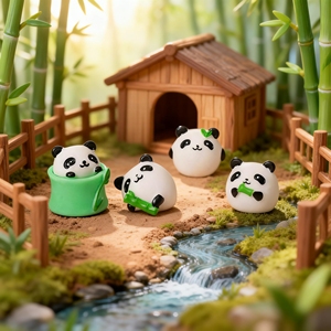 Bestseller: Adorabili Pandi Giganti in Resina Stile Cottagecore, Decorazioni in Resina Opaca per Interni Auto e Cruscotto - Product Image 4