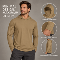 Sweat-shirt de sport pour homme à manches longues, léger et respirant, idéal pour la course à pied et l'entraînement en salle de sport, couleur kaki