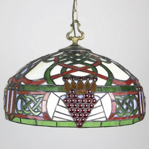 LongHuiJing -Style 2 Victorian Ceiling Pendant Fixture 20" Stained Glass Shade Warm White Antique Flower Living Room - Product Image 4