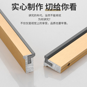 French-Style T-Shaped Concealed Door Handle Aluminum Alloy Gold+<b>Black</b> 96mm 128mm Easy Installation for Kitchen Living Room Hotel - Product Image 5