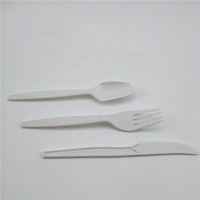 Ensemble de couverts CPLA compostables et biodégradables, vaisselle écologique, fourchette, couteau, cuillère pour les voyages