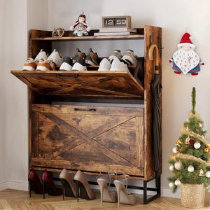 European Style Flip Down <b>Shoe</b> Cabinet Double Layer <b>Space</b> <b>Saving</b> <b>Storage</b> Rack For Living Room Entryway Floor Standing - Product Image 2