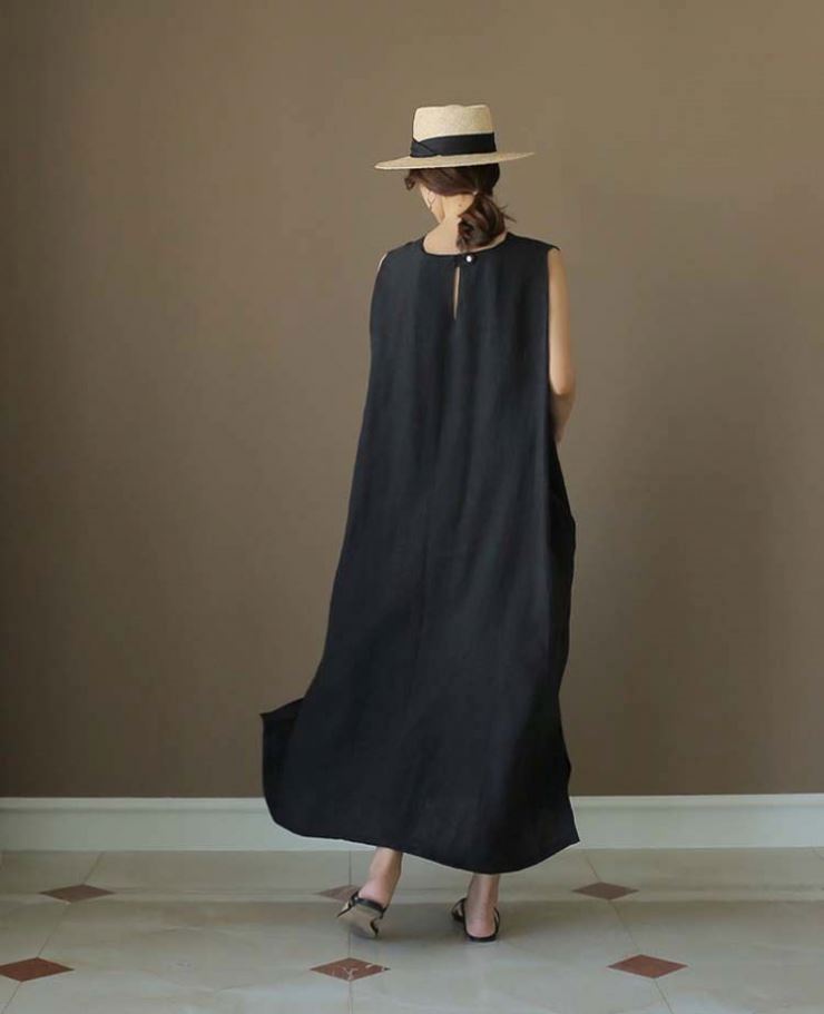 Casual Women Summer Japanese Korea Style Loose Cotton Linen Dress  Sleeveless Long Dress| Alibaba.com