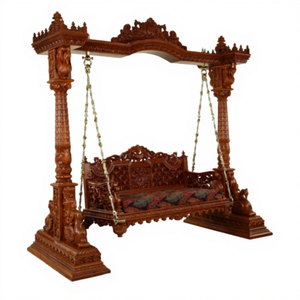 Epic Indian Wooden Carved King Style Jhula Solid Teak Wood Home <b>Swing</b> Customized Detachable Luxury Heavy Carved Jhula Price USA - Product Image 2