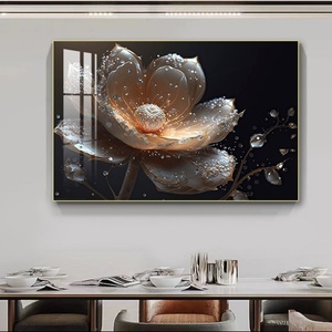 Peintures sur toile imprimées haute définition personnalisées de luxe en gros, décorations murales LED en porcelaine de cristal pour la maison - Product Image 2