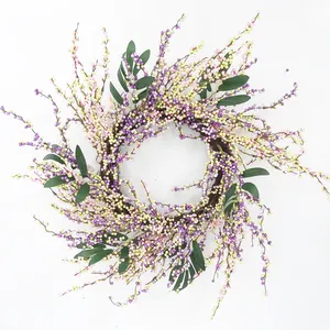 Últimas 20 inch Artificial Espuma Pérolas Wreath para Front Door Home Window Wall Farmhouse Decor Wreath Artificial Flower Wreath