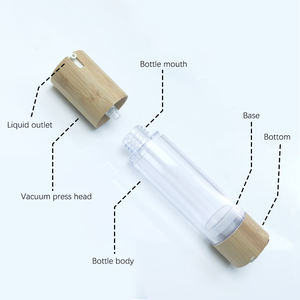 Conteneur réutilisable en bambou flacons à pompe sans air avec bord en bambou pour l'huile essentielle Lotion emballage de soins de la peau - Product Image 3