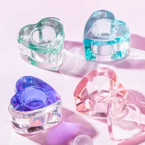 Nuovo strumento per Manicure Crystal Glass Nail Art Tool Pink Heart Storage Dappen Dish Cups acrilico Nails Powder Liquid Dappen Dish