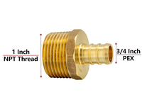 Adaptateur PEX en laiton sans plomb, filetage mâle NPT x raccord cannelé pour tuyau, raccord de plomberie certifié NSF G&D, basse pression