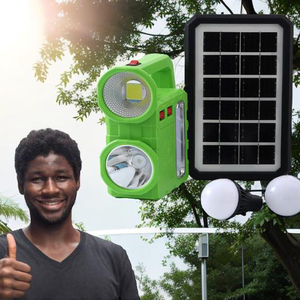 Dc điện di động năng lượng mặt trời bảng điều khiển năng lượng hệ thống chiếu sáng cho nhà với 8000mAh lưu trữ 5 trong 1 USB di động có thể sạc lại 2 bóng đèn LED - Product Image 1