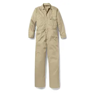 Fournisseur chinois prix bon marché veste de mécanicien TC 65/35 combinaison de chaudière durable uniforme de vêtements de travail industriels kaki personnalisé pour hommes