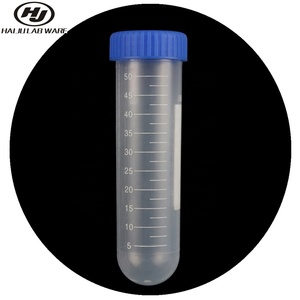 HAIJU 실험실 50ml 블루 스크류 캡 라운드 바닥 원심 분리기 튜브 플라스틱 시험관 규모 독립형 실험실 용품 - Product Image 1