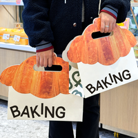 Sac d'Emballage en Papier Personnalisé avec Poignée, en Carton Blanc, pour Pain, Croissant et Dessert, pour Alimentaire et à Emporter