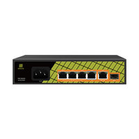 GENATA Switch Jaringan PoE Gigabit Penuh 4 Port PoE 1 Port Uplink Gigabit 1 Port Fiber SFP 6 Port Switch Ethernet