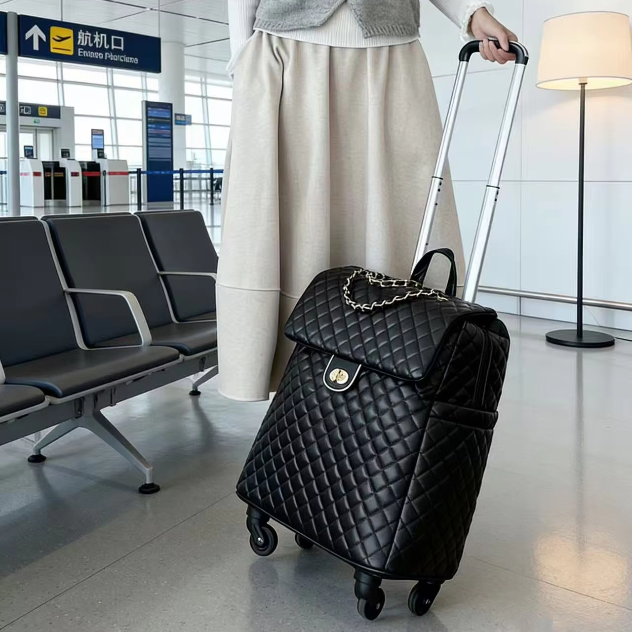 Wholesale Products Luxury Travel Luggage PU Leather Duffle Bag With 4-Wheel 360 Spinner Zipper Unisex Carry-Ons Travel Bag