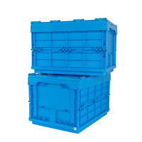 Conteneur pliable en plastique recyclé, style solide, boîte de rangement avec couvercle de transport, bac pliable pour un rangement efficace