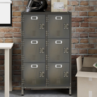Armoire de rangement en acier vintage industrielle à 4 portes verrouillable avec finition foncée, armoire pour vêtements, bureau à domicile