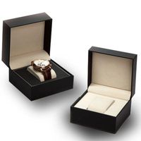 Boîtes à montres en cuir PU personnalisées de luxe pour hommes et femmes, papier couché avec traitement UV, emballage de boîte à montres