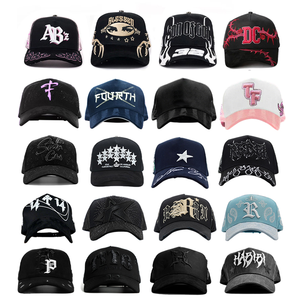 迅速発送 スエード 5パネル カスタムオリジナル刺繍入り野球帽 ビアードキャップ パーソナライズ ブラック スエードつば付き BAEZハット - Product Image 6