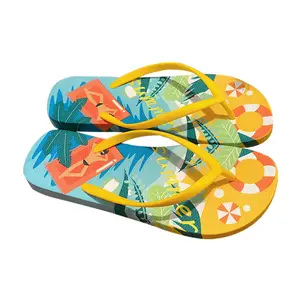 XIXITIAO cheap comfortable printing rubber beach anti-slip sandals one size summer flip-flops slippers for men women