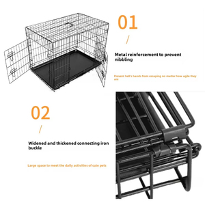 Caja de perrera plegable de Metal negro de alta calidad, patrón sólido con cierre de botón a presión, Material de hierro, bandeja de palé, caja de embalaje - Product Image 5