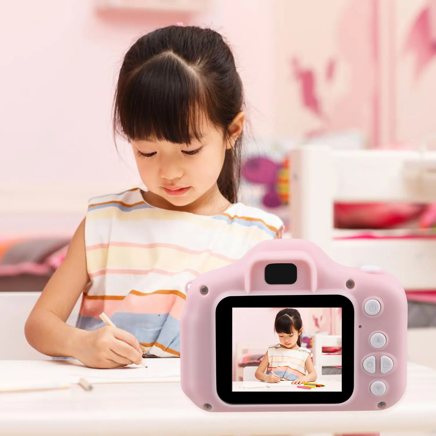 2023 X2 Criança Câmera Recarregável Câmera Fotográfica Mini Criança Câmera 2 Polegada Hd Screen Criança Presente De Aniversário