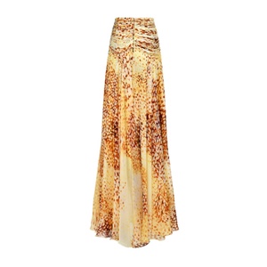 <span class=keywords><strong>Gonna</strong></span> lunga in chiffon leggera e romantica con stampa astratta a pois, vita alta, dettagli arricciati e spacco frontale asimmetrico, fluida, da donna - Product Image 2