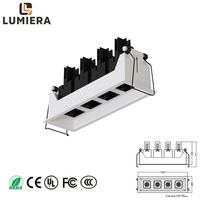 LUMIERA Luminaire Linéaire LED Encastré Anti-Éblouissement Moderne Minimaliste, Projecteur Carré Multi-Têtes, Grille en Aluminium Réglable