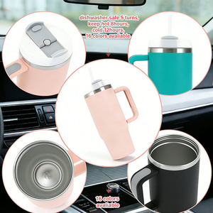 Vente en gros de gobelets isothermes à double paroi en acier inoxydable 304 de grande capacité (40 oz) avec poignée et paille pour la fête <span class=keywords><strong>des</strong></span> mères - Product Image 1