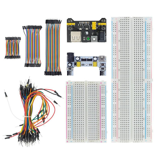 3.3V/5V MB102 Breadboard power module+MB-102 830 points Prototype Bread board kit +65 jumper wires wholesale