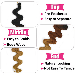 Extensiones de Cabello Sintético Natural para Mujer, Mechones Coloridos de Ganchillo con Ondas Corporales, Pelo Profundo Suelto, 24 Pulgadas - Product Image 3