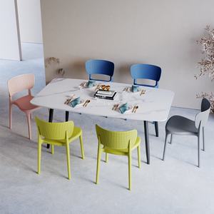 Sedie da Caffetteria Moderne Impilabili Blu e Sedie da Sala da Pranzo Rosa per Ristoranti Commerciali - Product Image 6