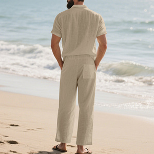 <span class=keywords><strong>Abbigliamento</strong></span> Maschile all'Ingrosso, 95% <span class=keywords><strong>Lino</strong></span>, 5% Poliestere, Pantaloni Sportivi Casual, Set Camicia e Pantaloni da <span class=keywords><strong>Uomo</strong></span> - Product Image 2