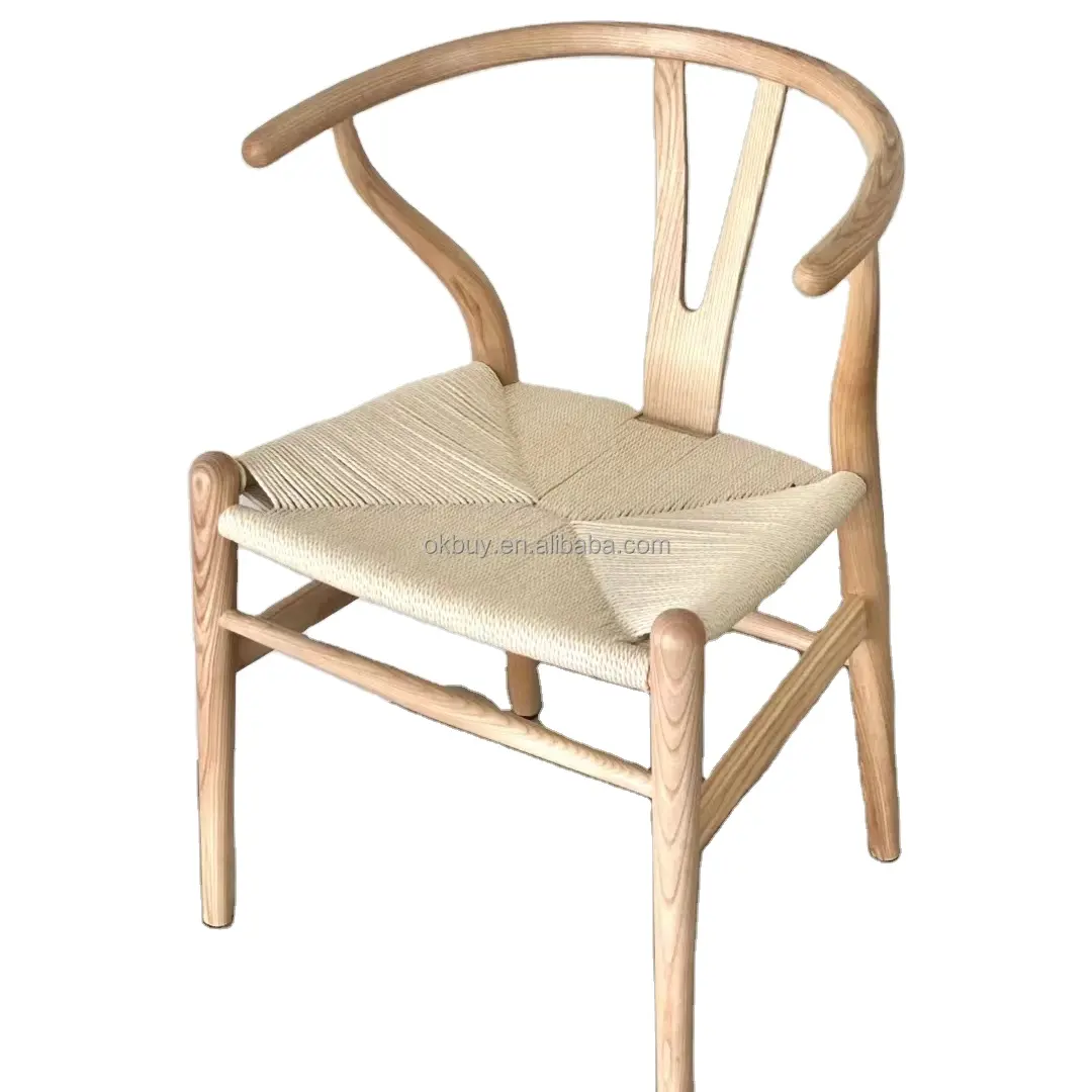 Mobiliário de madeira para restaurante, preço barato por atacado, cadeiras de jantar em forma de Y, cadeiras de jantar em madeira maciça com apoio de braço