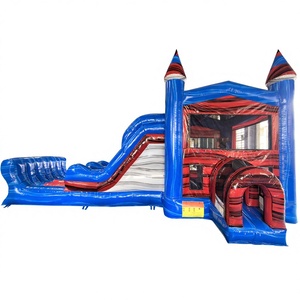 Marble blue kids outdoor party jump bouncy castle dual lane inflatable bounce house and slide combo - Product Image 1