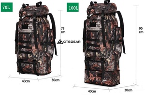 Sac de montagne Oxford unisexe 100L, sac à dos tactique pour la randonnée en plein air, capacité extensible de camouflage - Product Image 6