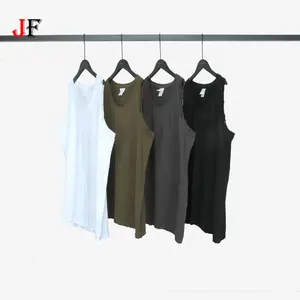 Custom Logo High Quality 230 GSM 100% Cotton Crew Neck Tank Top Men Oversize Sleeveless Tshirt Vest