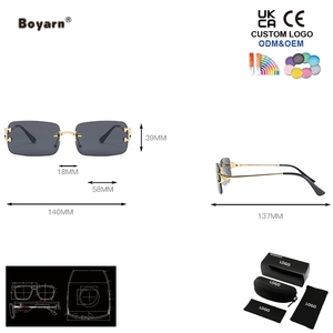<span class=keywords><strong>Gafas</strong></span> de Sol Rectangulares Azules Boyarn, Sin Montura, para Hombre, Moda Cuadrada para Mujer, Lentes con Degradado, Sin Marco - Product Image 2