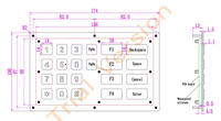 Keyboard Numerik USB Logam Industri Tahan Air IP65 Premium 20 Tombol dengan Bahan Stainless Steel untuk Kios