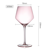 Lot de 6 verres à vin en cristal transparent sans plomb, avec pied, colorés (rose, bleu, blanc, rouge) pour mariage