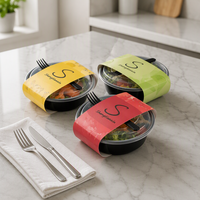 Impression auto-adhésive découpée en vinyle imperméable à emporter boîte à lunch taille joint autocollant étiquette pour emballage alimentaire
