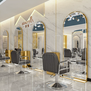 Espejo de Salón de Belleza de Una o Dos Caras con Luces LED, Espejo de Pie Estilo Barbería para Peluquería - Product Image 5