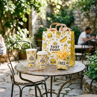 Ensemble d'emballages à emporter pour restaurant avec logo personnalisé, boîte à pizza en papier kraft écologique, récipient alimentaire, bol, gobelet et sac, fabricant
