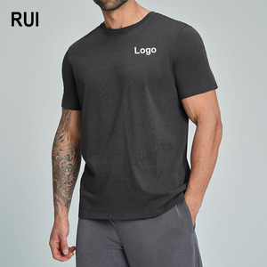 RUIQUWIN Vente en gros de t-shirts à manches courtes pour hommes, en coton biologique 100% tricoté, sportifs, absorbant la transpiration, séchage rapide, pour la course à pied - Product Image 1