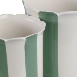 Vasi Decorativi a Strisce con Bordo Ondulato Verde e Bianco per Interni ed Esterni, Vasi per Fiori, Accento Fantasioso per Giardino e Casa - Product Image 6